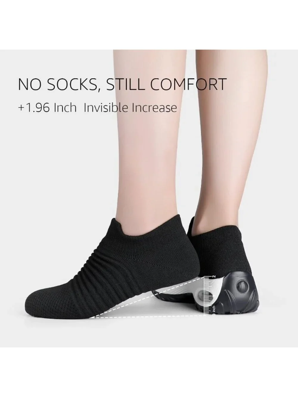 Women's Black White Arch Support Non Slip Breathable Knit Upper Sneaker Shoes